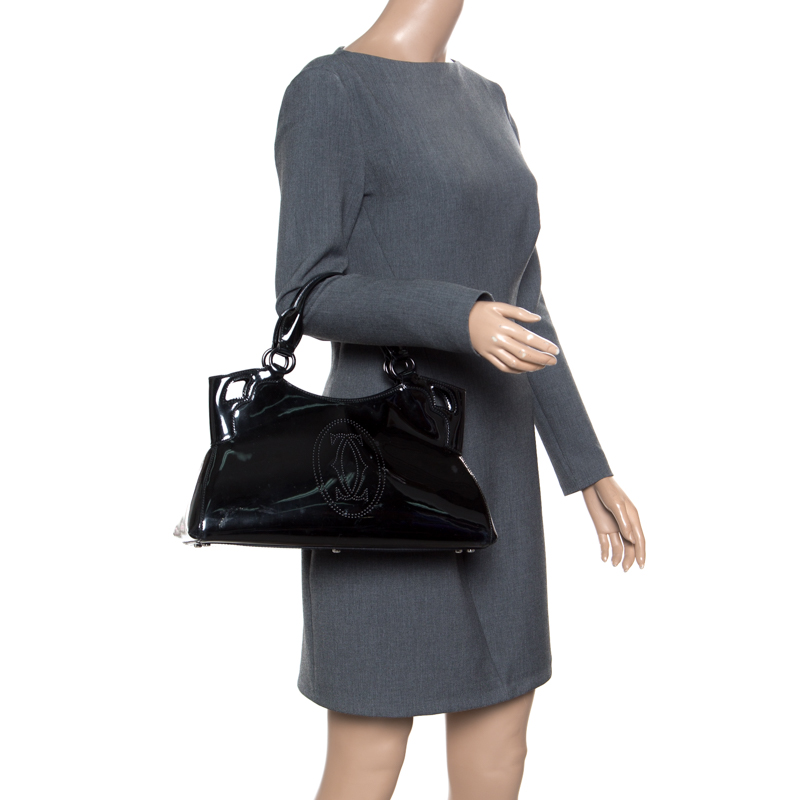 

Cartier Black Patent Leather Small Marcello De Cartier Tote