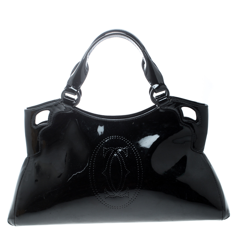 مملوكة مسبقًا Cartier Black Patent Leather Small Marcello De Cartier Bag
