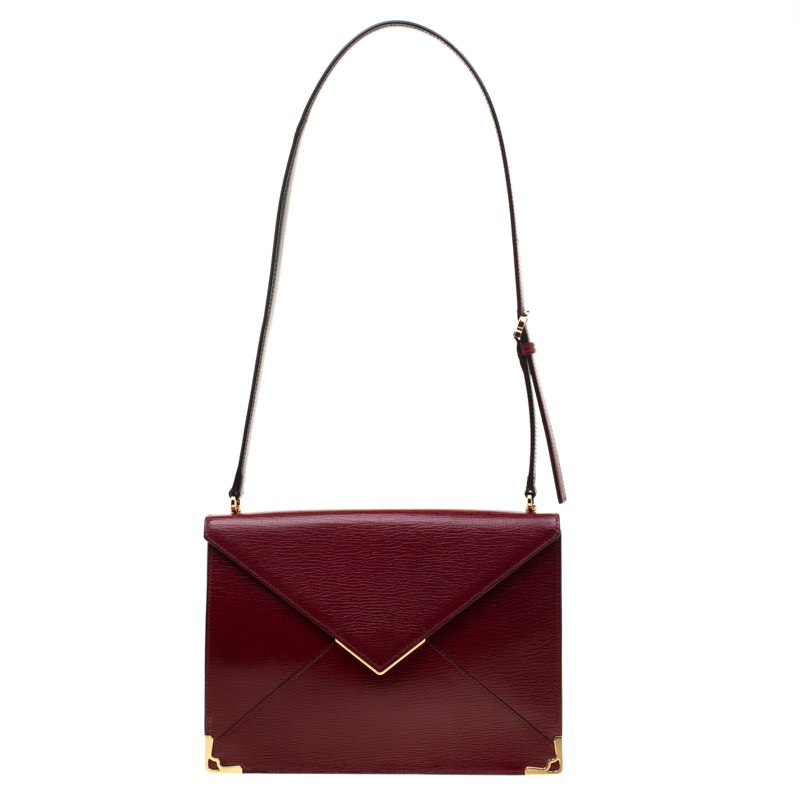 Cartier Red Leather Envelope Shoulder Bag