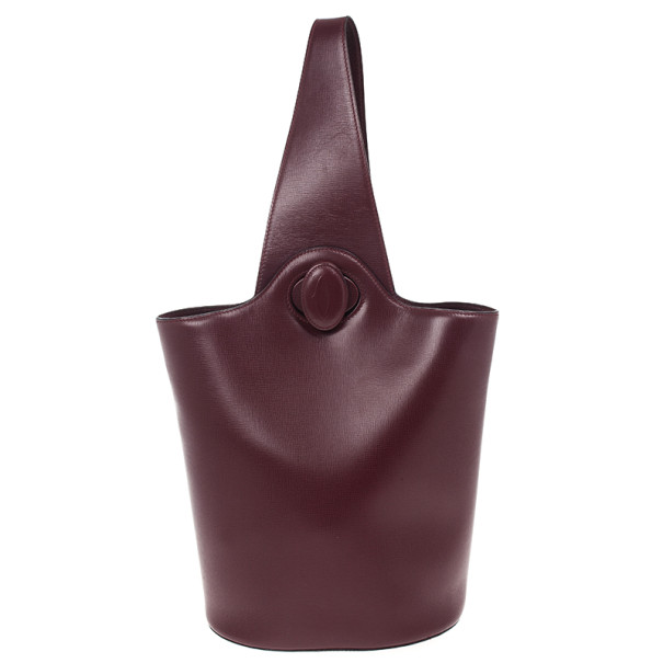 Pre Owned Cartier Maroon Leather Turnlock Sidepack