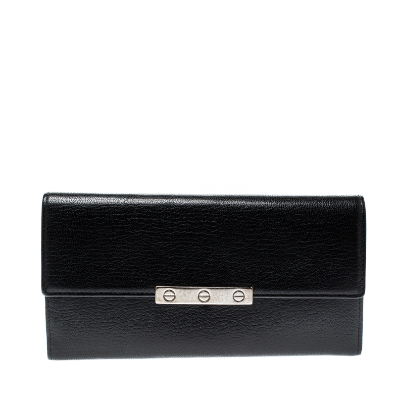 Pre Owned Cartier Black Leather Love Continental Wallet