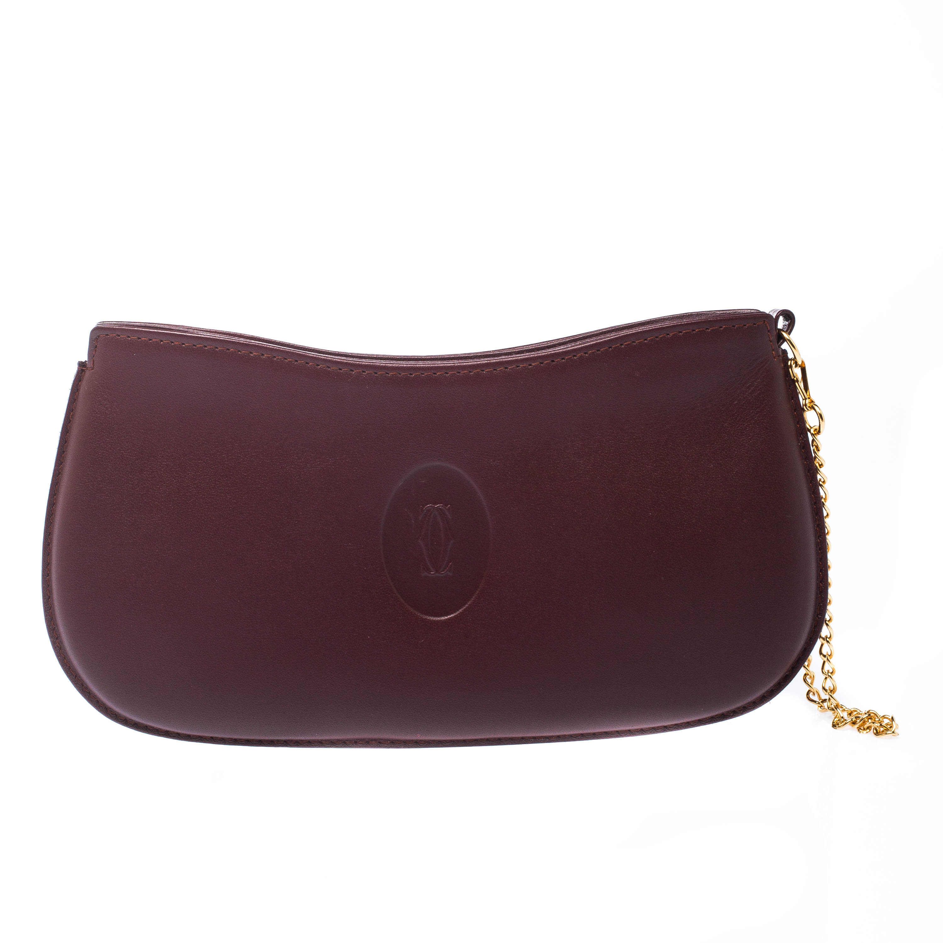Pre Owned Cartier Burgundy Leather Toiletry Pouch
