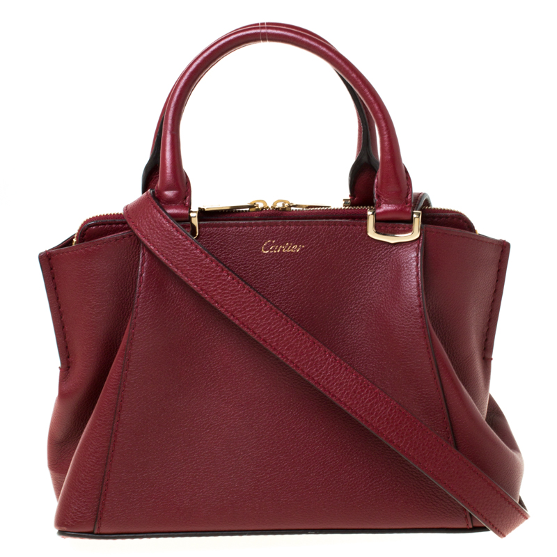 مملوكة مسبقًا حقيبة كارتييه سي دو كارتييه ميني جلد توريلون عنابي