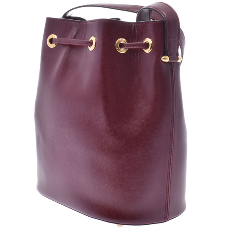 

Cartier Bordeaux Leather Drawstring Shoulder Bag, Red