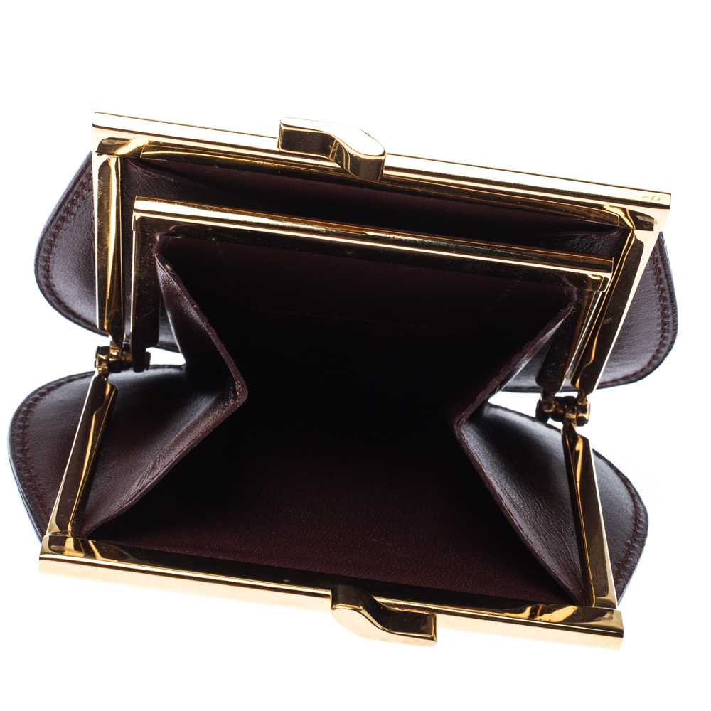 

Cartier Dark Burgundy Leather Kisslock Coin Purse