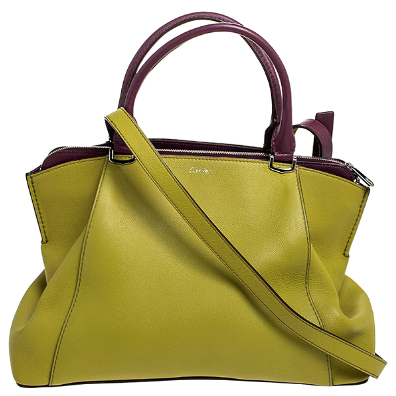 Pre Owned Cartier Yellow/Purple Leather Small C de Cartier Satchel