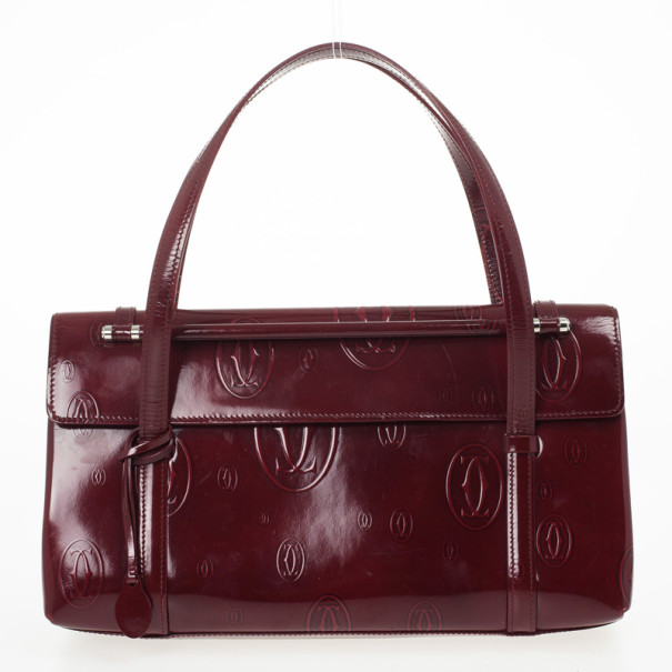 Pre Owned Cartier Bordeaux Happy Birthday Cabochon Flap Bag