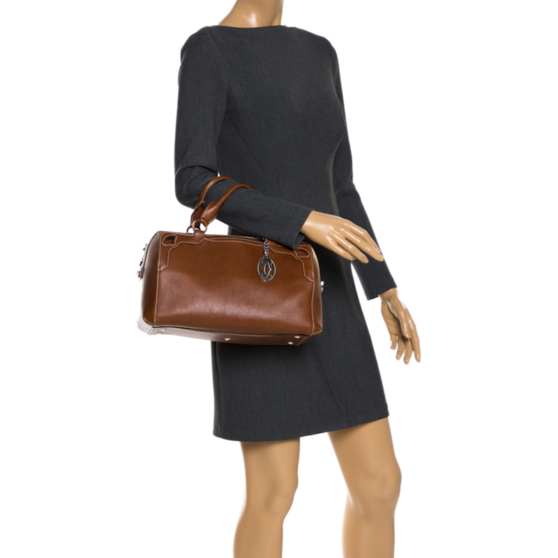 

Cartier Brown Leather Marcello de Cartier Bowler Bag