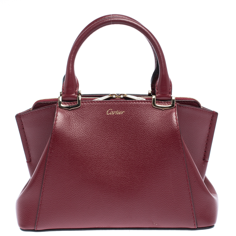 Pre Owned Cartier Burgundy Taurillon Leather Mini C De Cartier Satchel