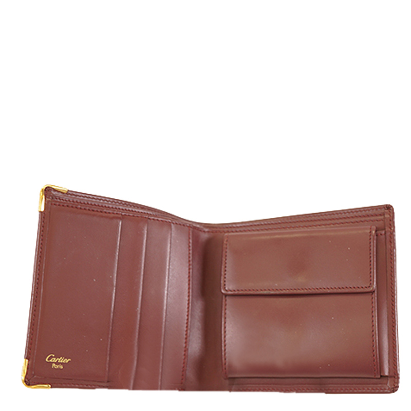 

Cartier Bordeaux Leather Must de Bi-fold Wallet, Burgundy