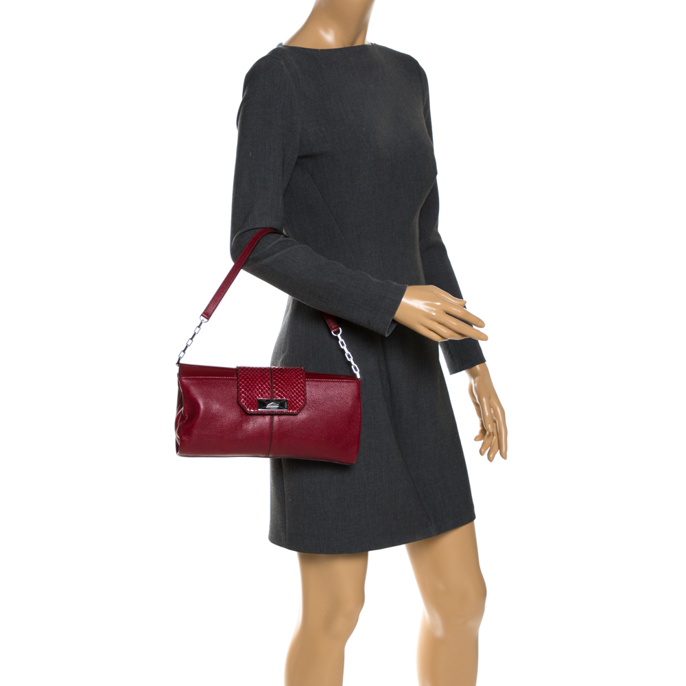

Cartier Red Leather and Python Shoulder Bag