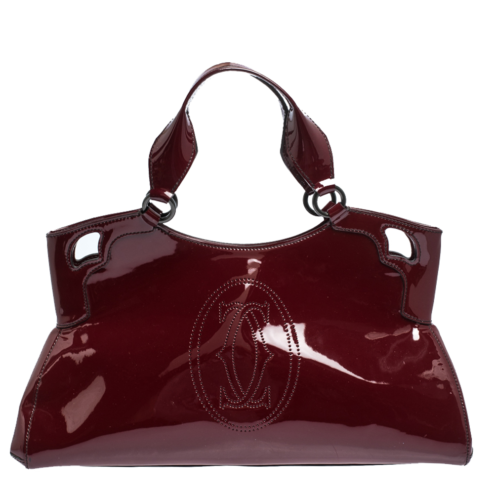 مملوكة مسبقًا حقيبة كارتييه ماركلو دو كارتييه متوسطة جلد لامعة سوداء