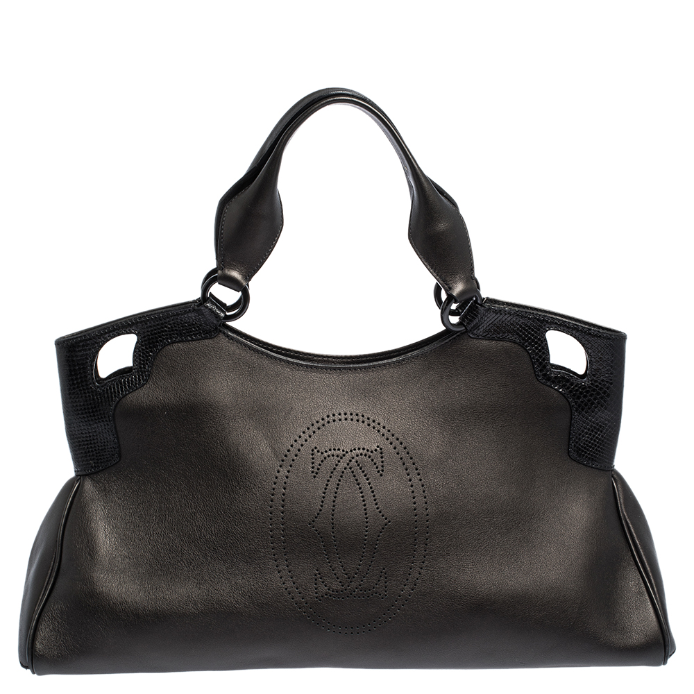 Pre Owned Cartier Black Leather Medium Marcello de Cartier Bag