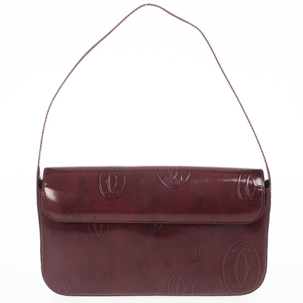 Cartier Burgundy Logo Cabochon Muse Shoulder Handbag