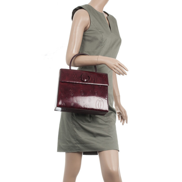 

Cartier Burgundy Glossy Leather Happy Birthday Top Handle Bag