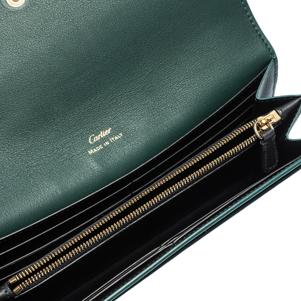 

Cartier Green Leather Guirlande de Cartier Continental Wallet