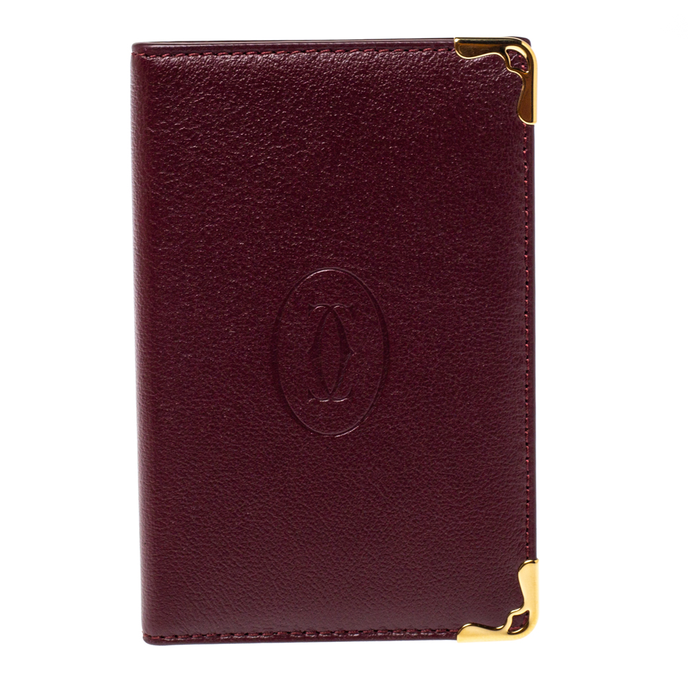 Pre Owned Cartier Red Leather Must De Cartier Card Holder
