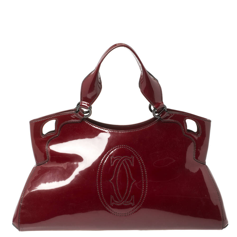 Pre Owned حقيبة كارتييه ماركلو دو كارتييه كبيرة جلد بنية