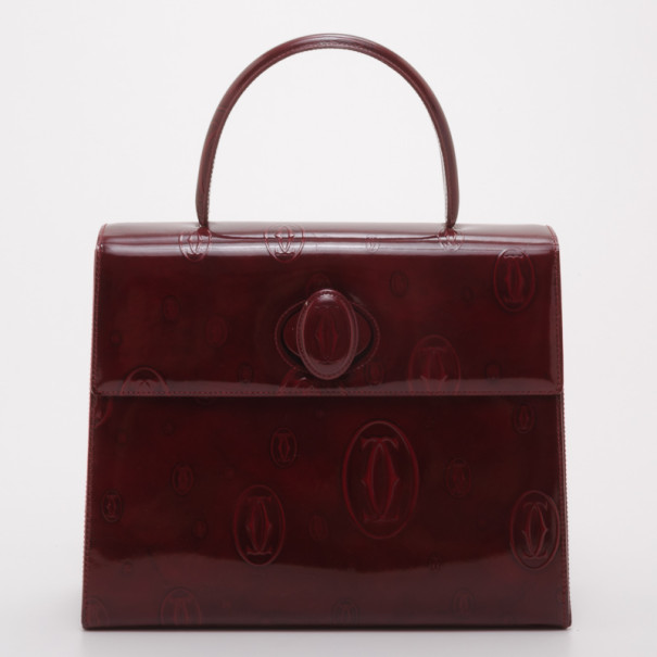 Cartier Burgundy 'Happy Birthday' Top Handle Bag