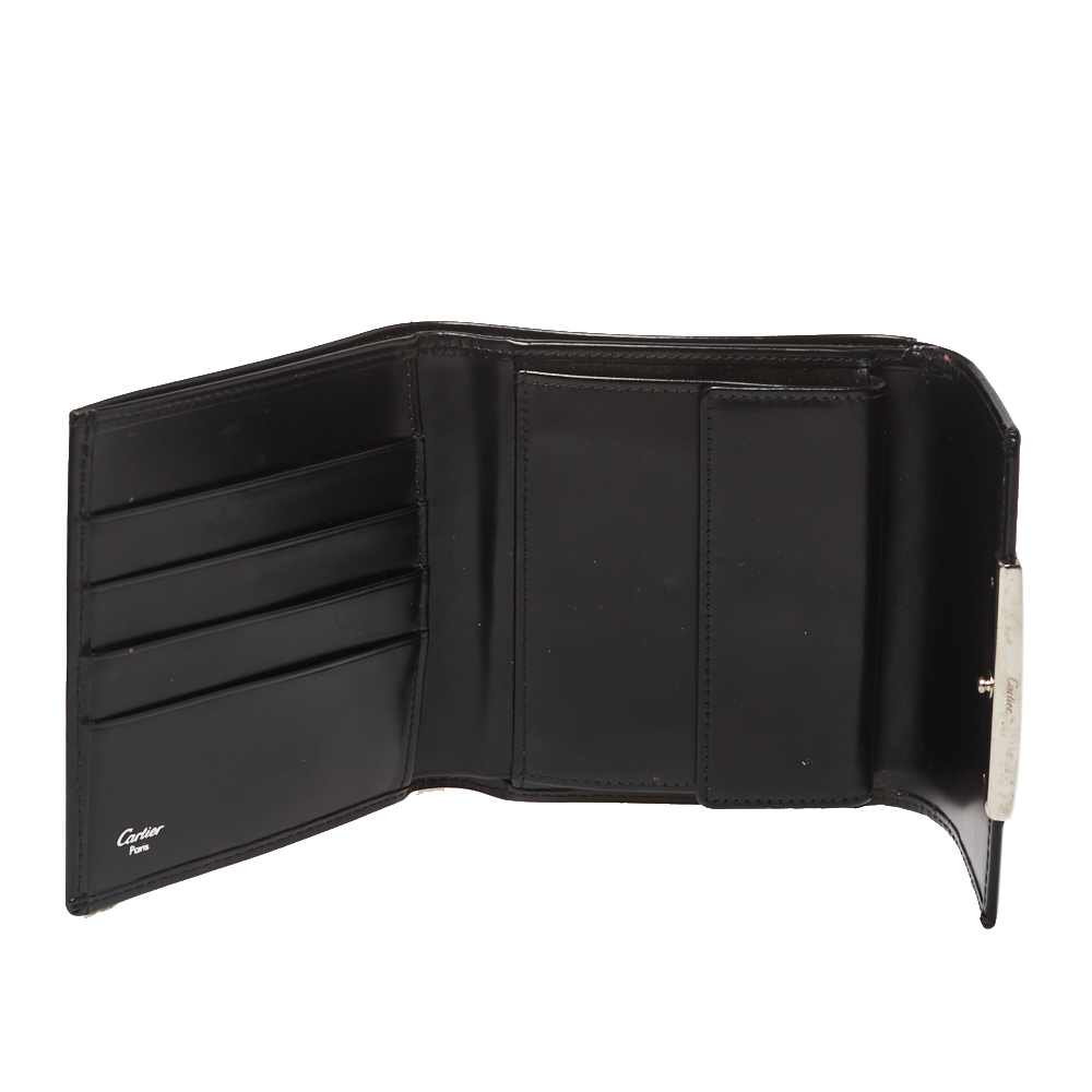 

Cartier Black Leather Trifold Compact Wallet