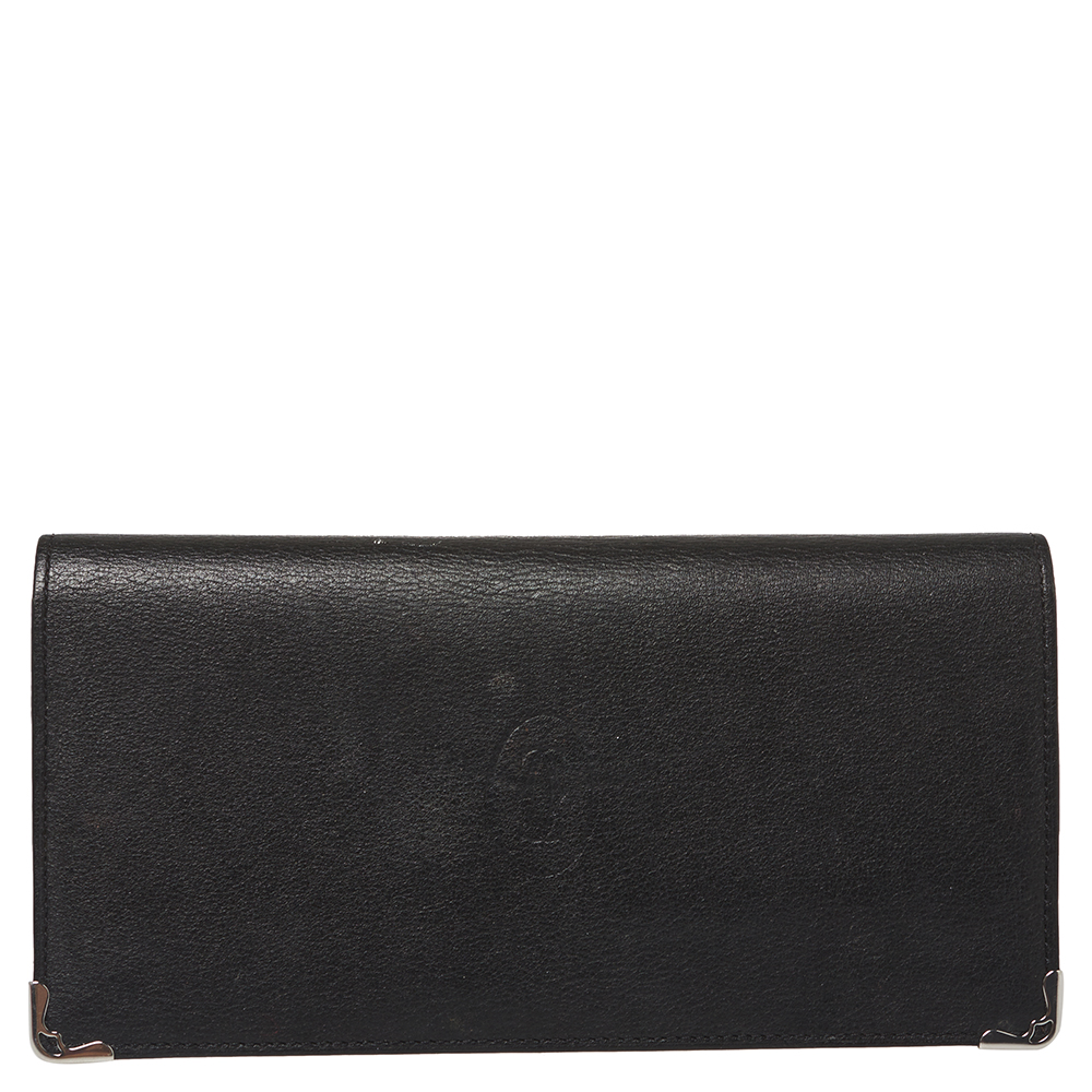 Pre-owned Cartier Zipped International Wallet In Black
