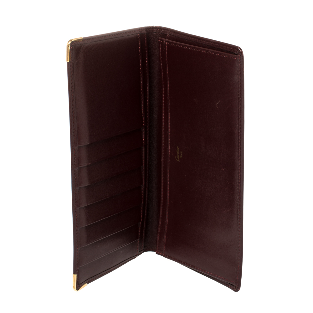 

Cartier Burgundy Leather Must de Cartier Bifold Long Wallet