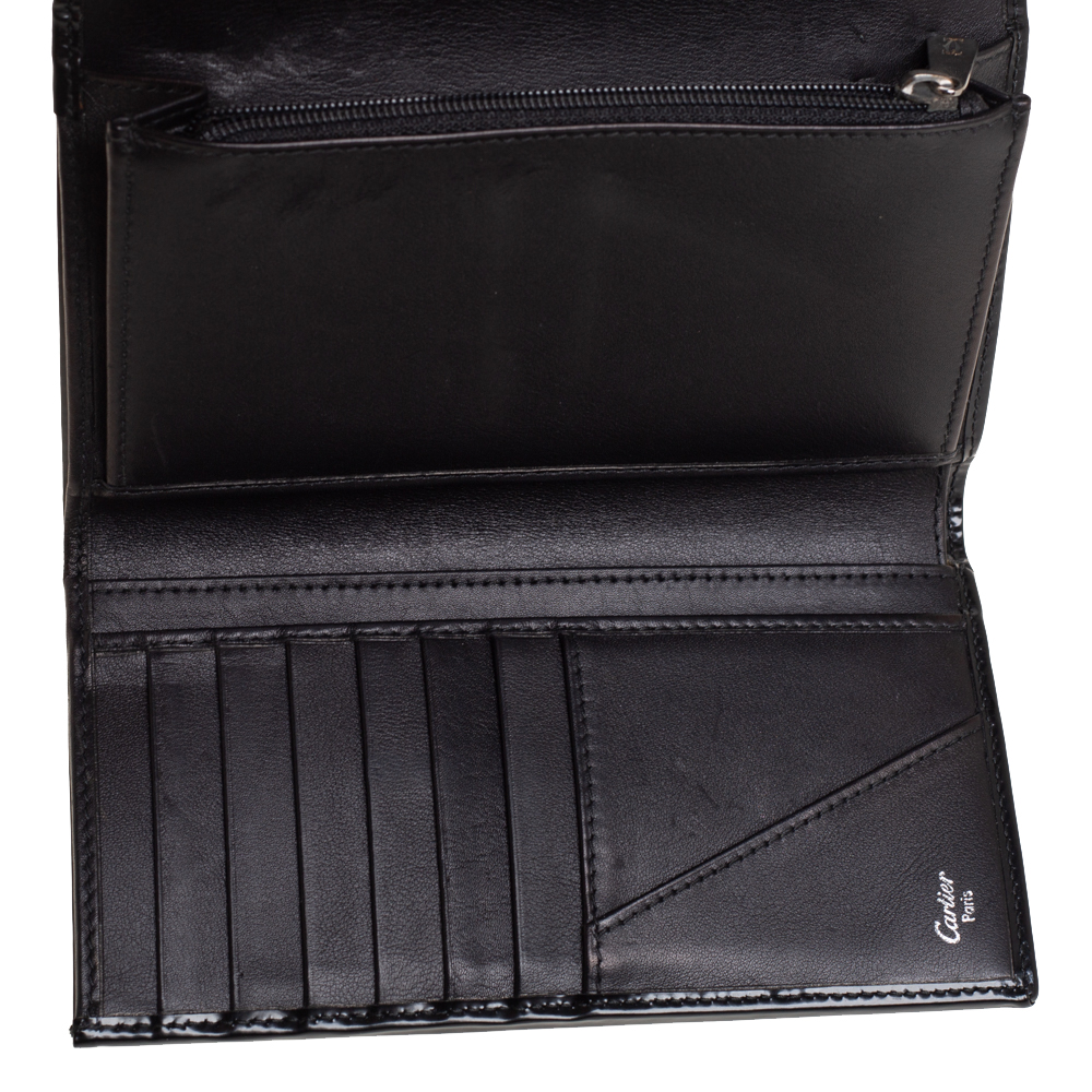 

Cartier Black Patent Leather Continental Flap Wallet