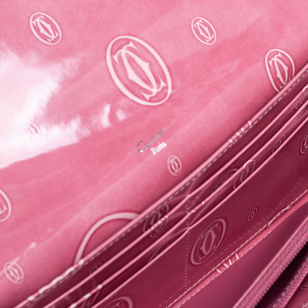 

Cartier Pink Patent Leather Happy Birthday Continental Wallet
