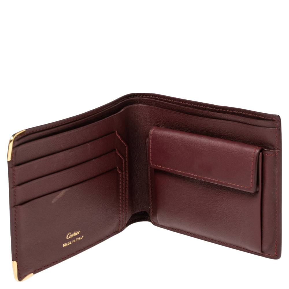 

Cartier Maroon Leather Must De Cartier Bifold Wallet, Red
