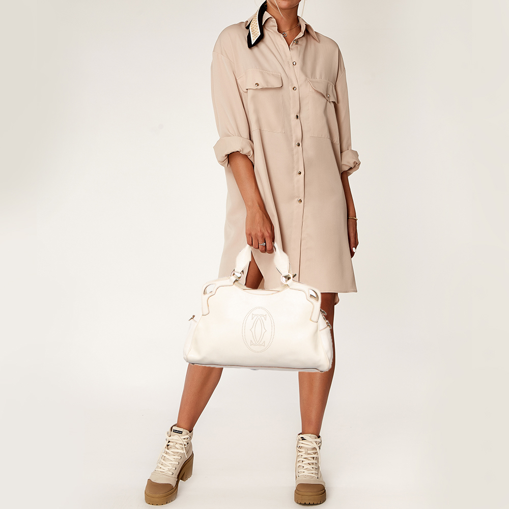 

Cartier White Leather Small Marcello De Cartier Bag