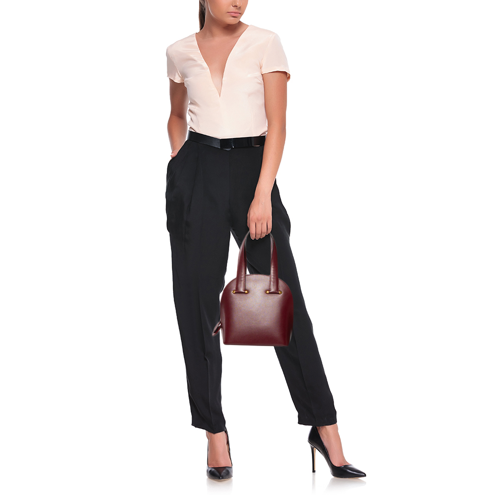 

Cartier Burgundy Leather Rounder Tote Bag