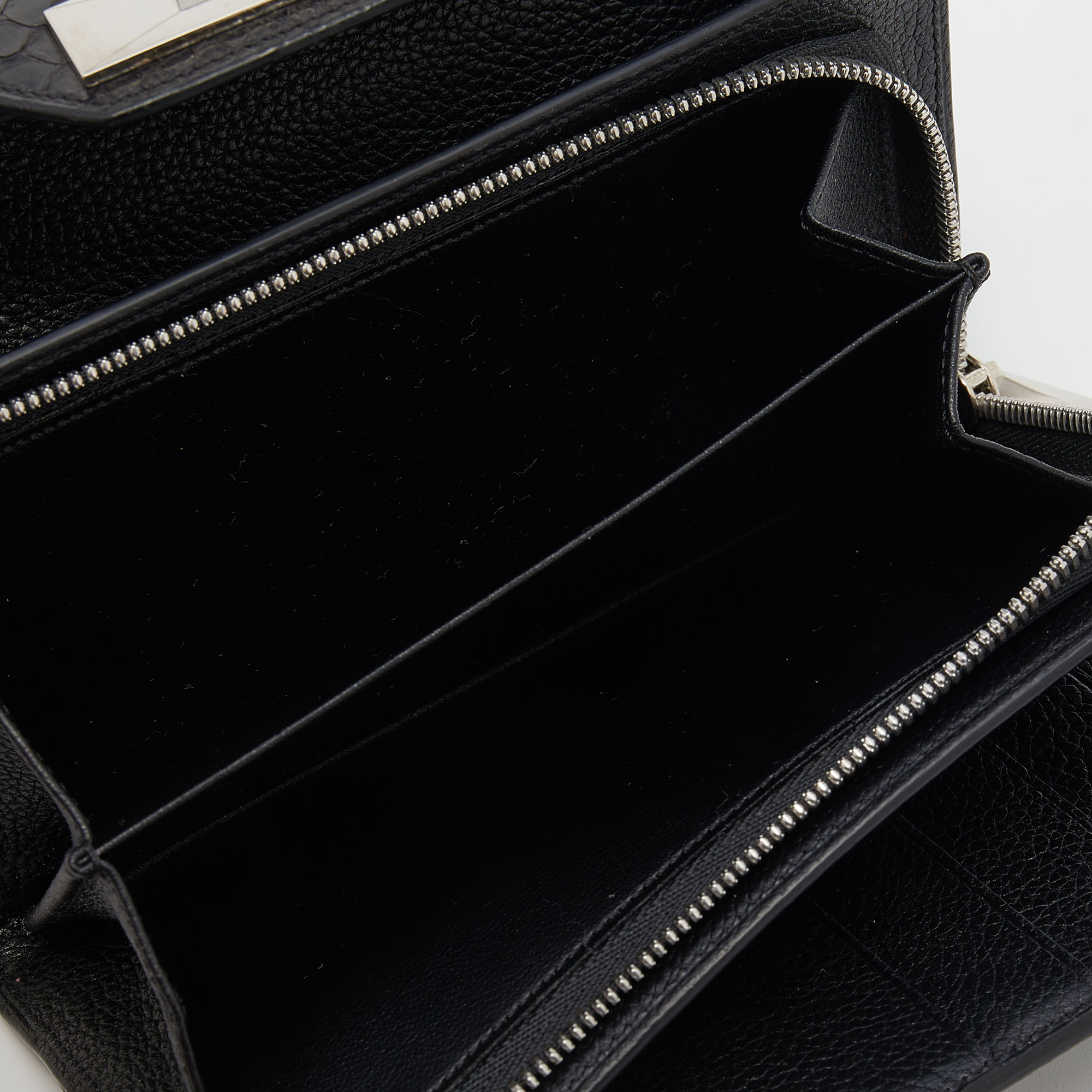 

Cartier Black Snakeskin and Leather Trifold Wallet