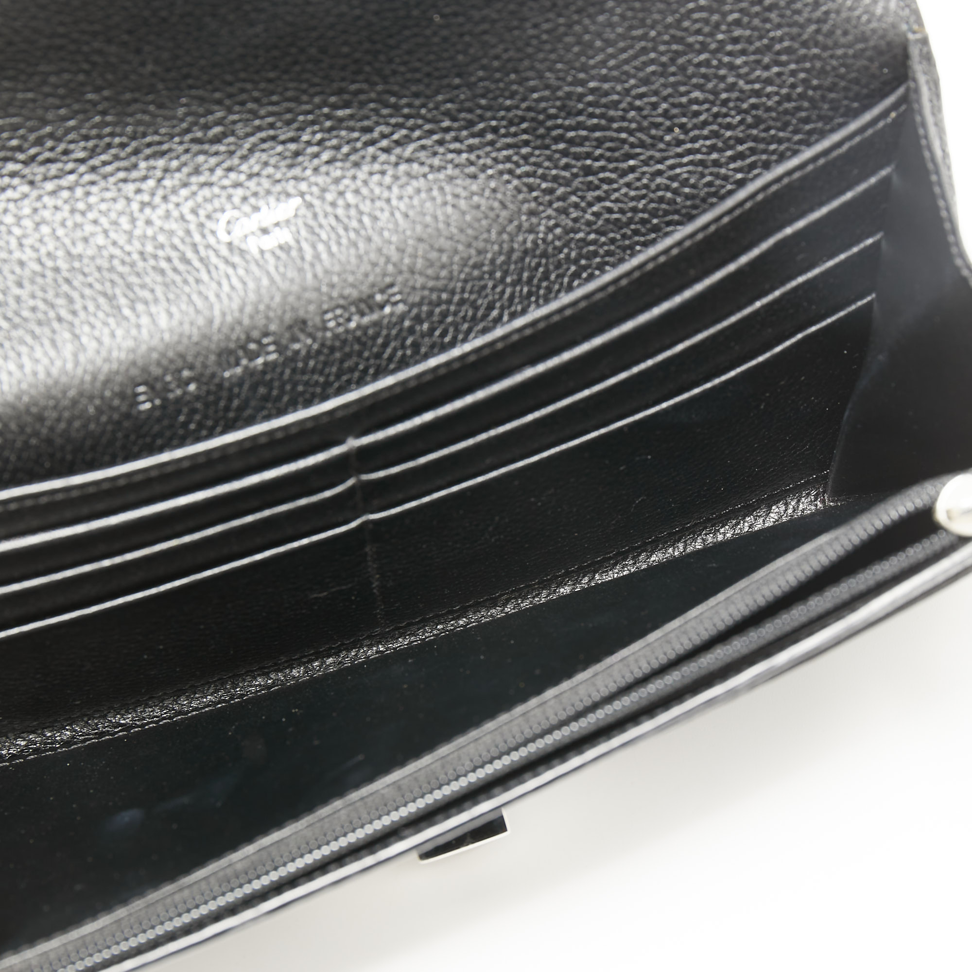 

Cartier Black Leather and Python Trim Tunlock Flap Continental Wallet