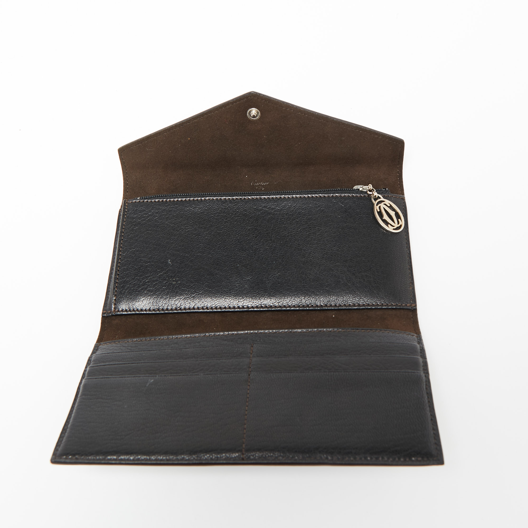 

Cartier Black Leather Les Must Envelope Trifold Wallet