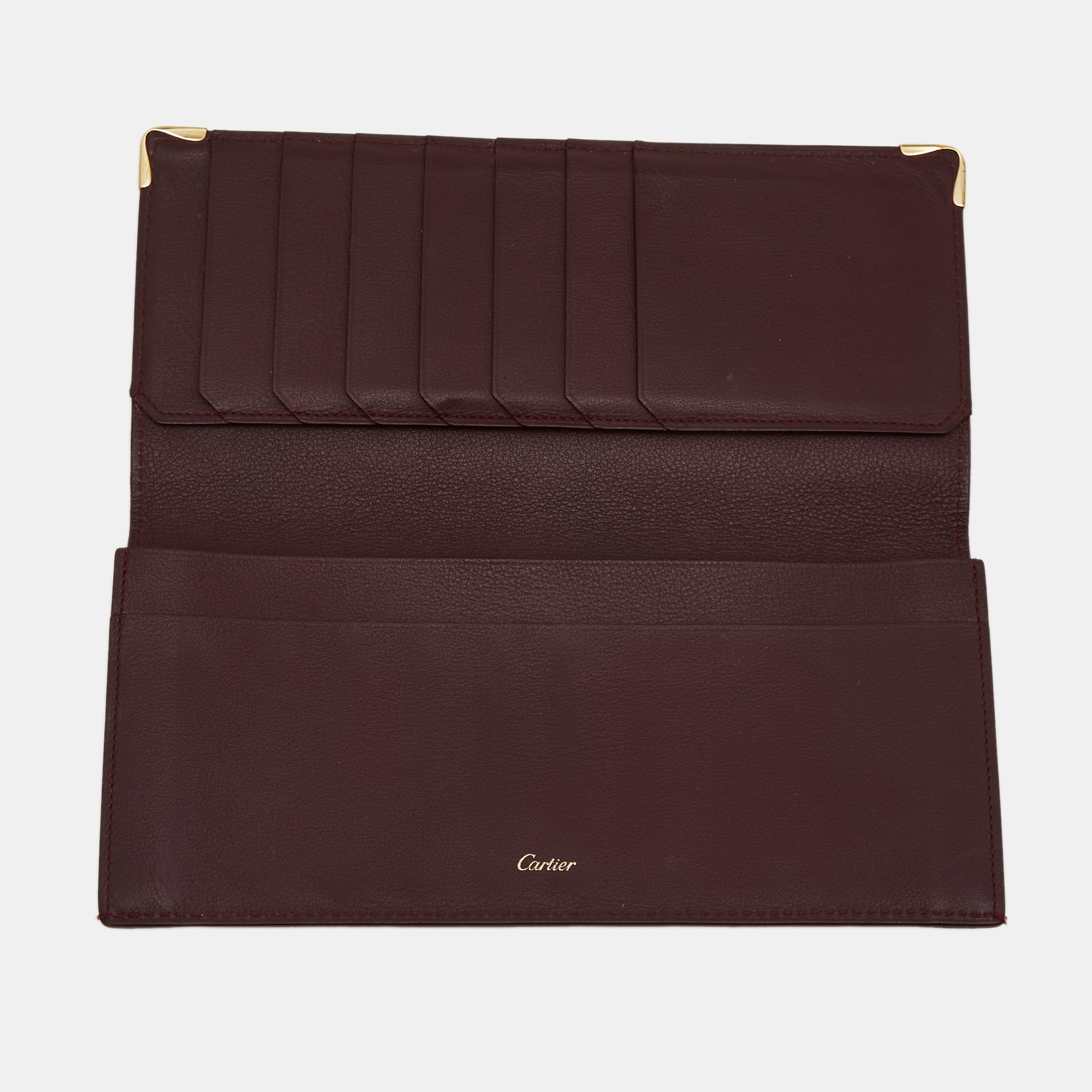 

Cartier Burgundy Leather Must De Cartier Leather Long Wallet