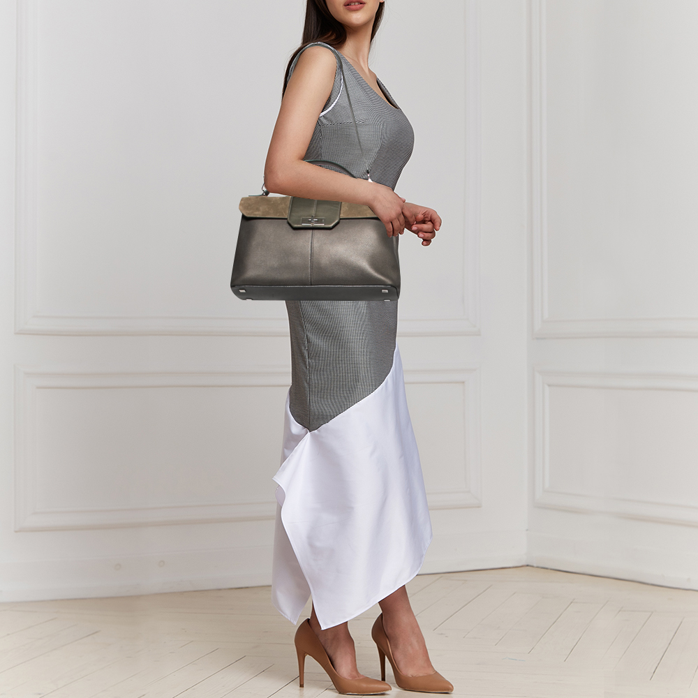 

Cartier Grey Leather and Suede Feminine Line Top Handle Bag