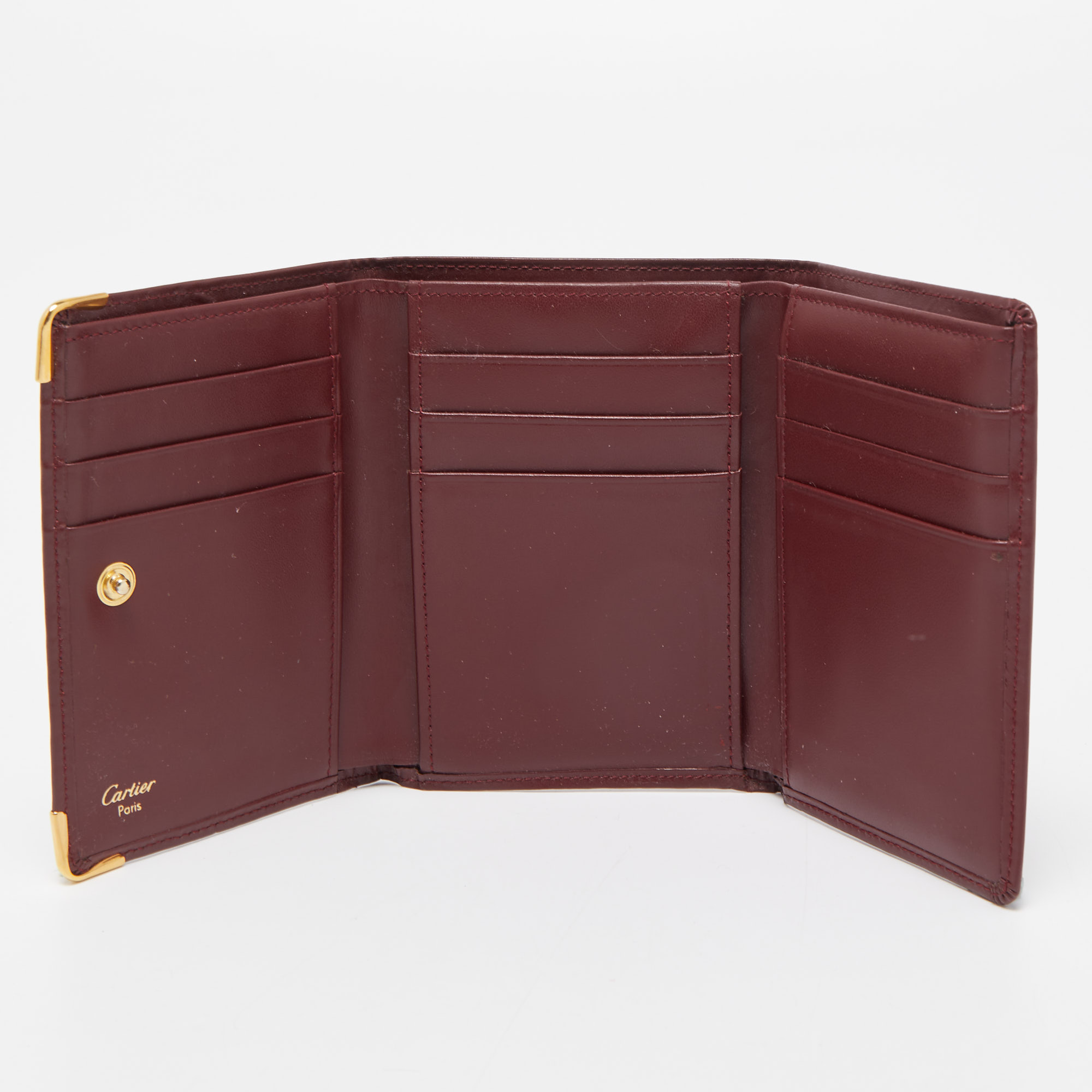 Cartier Burgundy Leather Must De Cartier Tri Fold Wallet price in