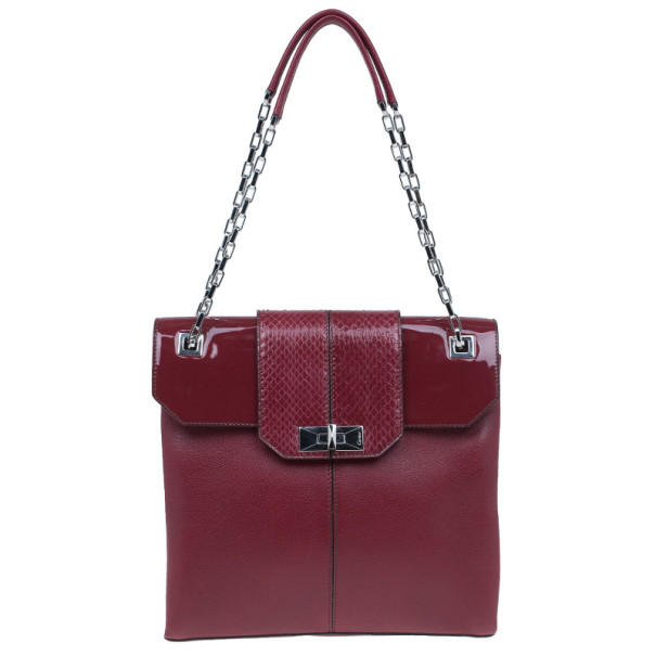 Pre Owned Cartier Red Leather and Patent Feminine Line Chain Bag