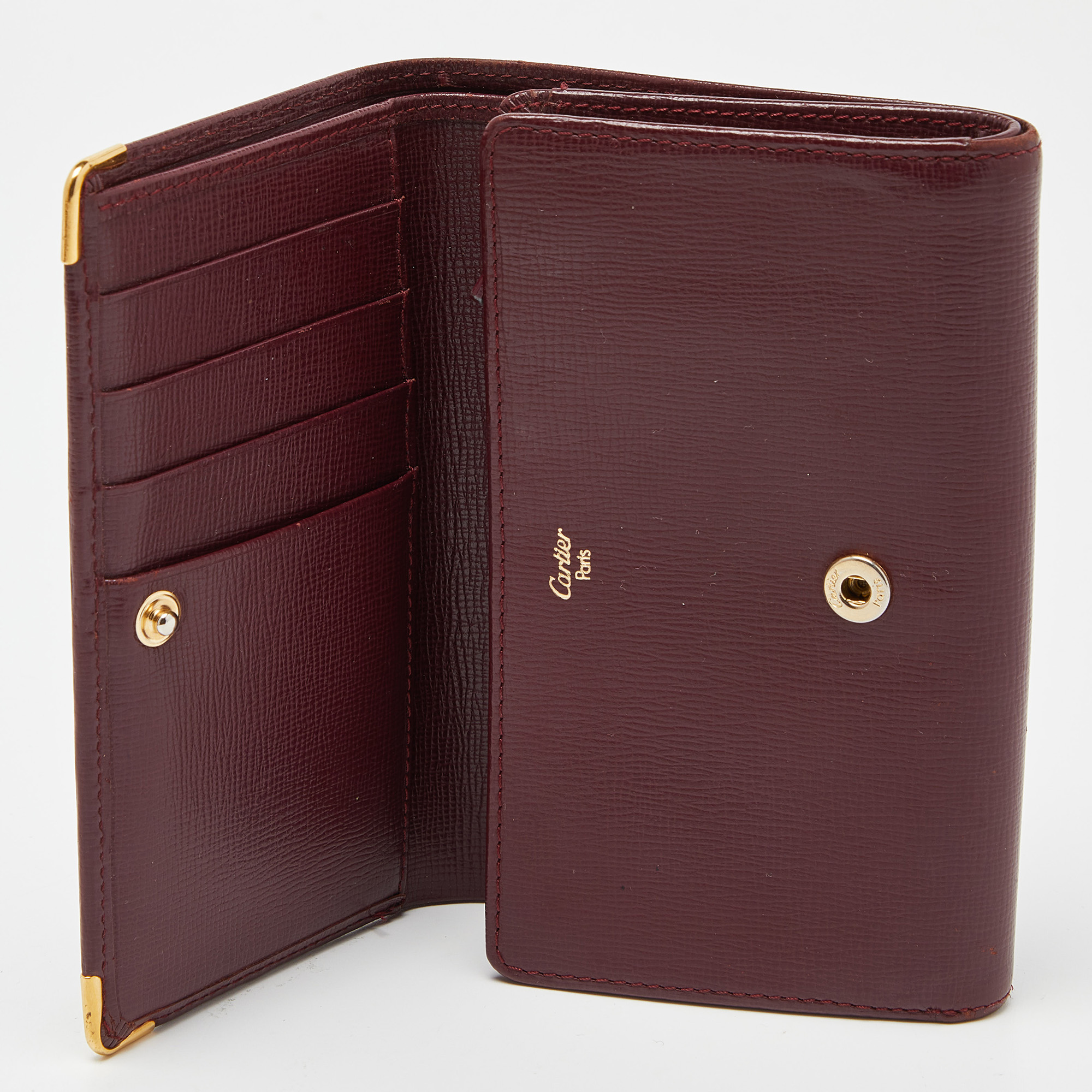 

Cartier Burgundy Leather Marcello de Cartier Flap Compact Wallet