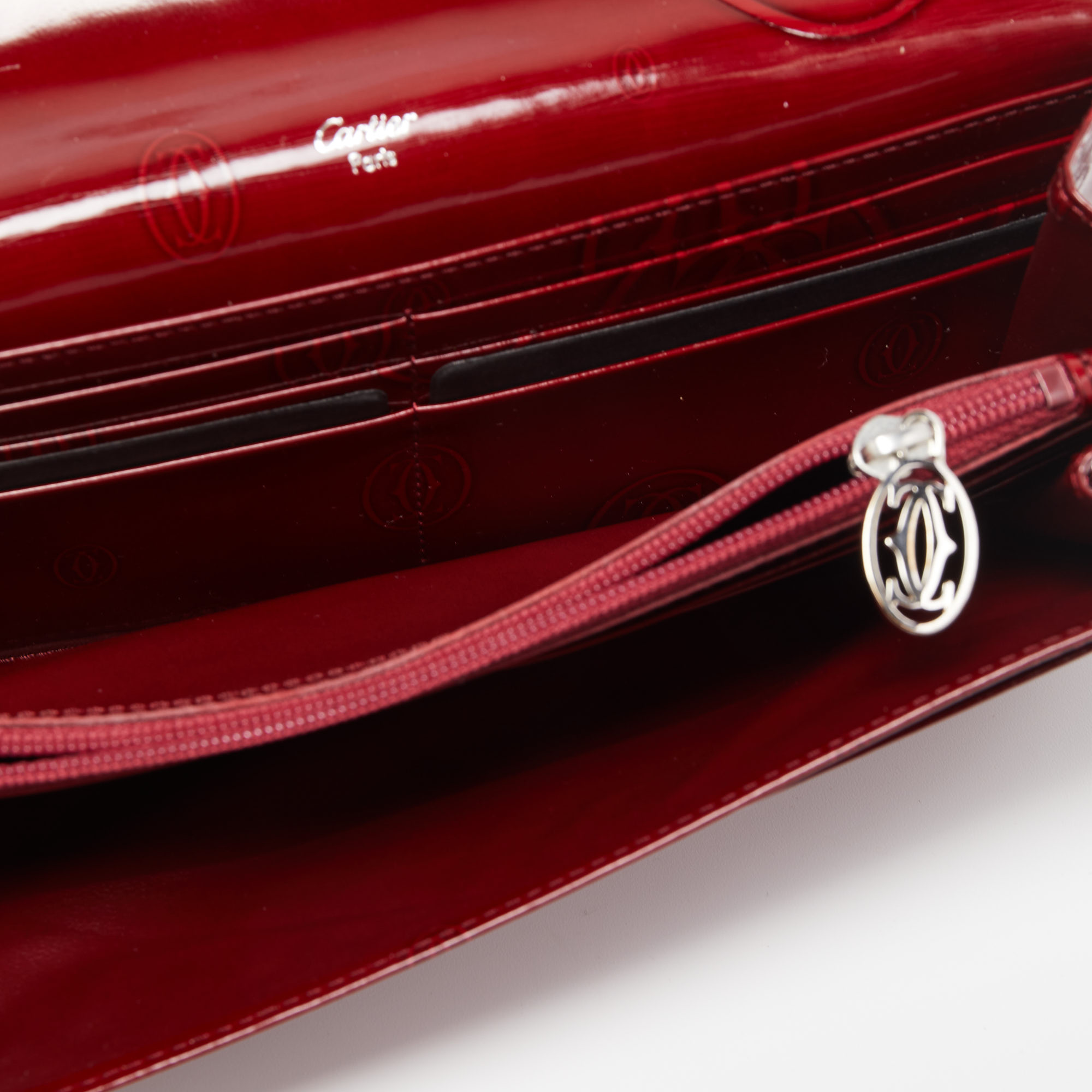 

Cartier Dark Red Patent Leather Happy Birthday Continental Wallet