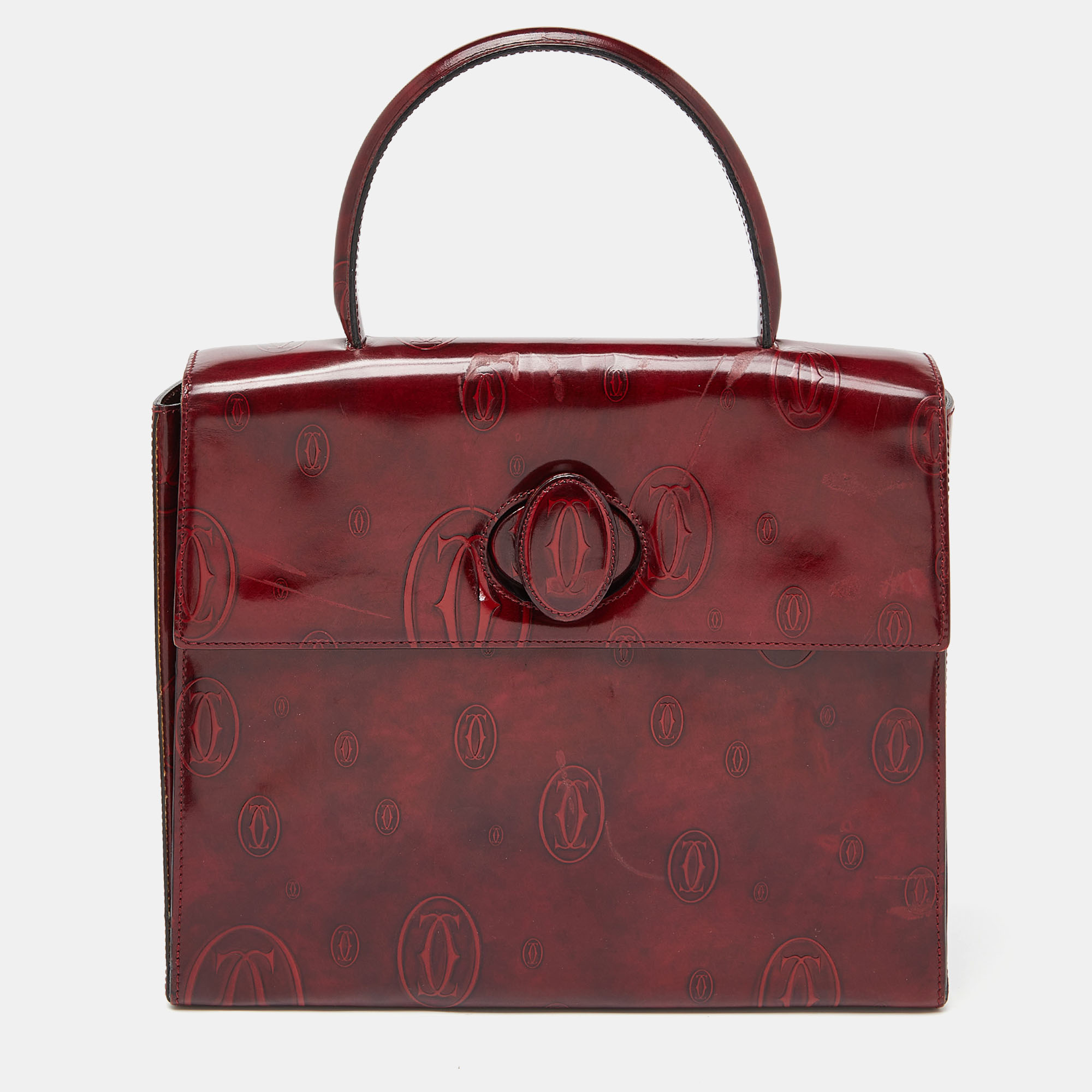 

Cartier Red Patent Leather Happy Birthday Top Handle Bag