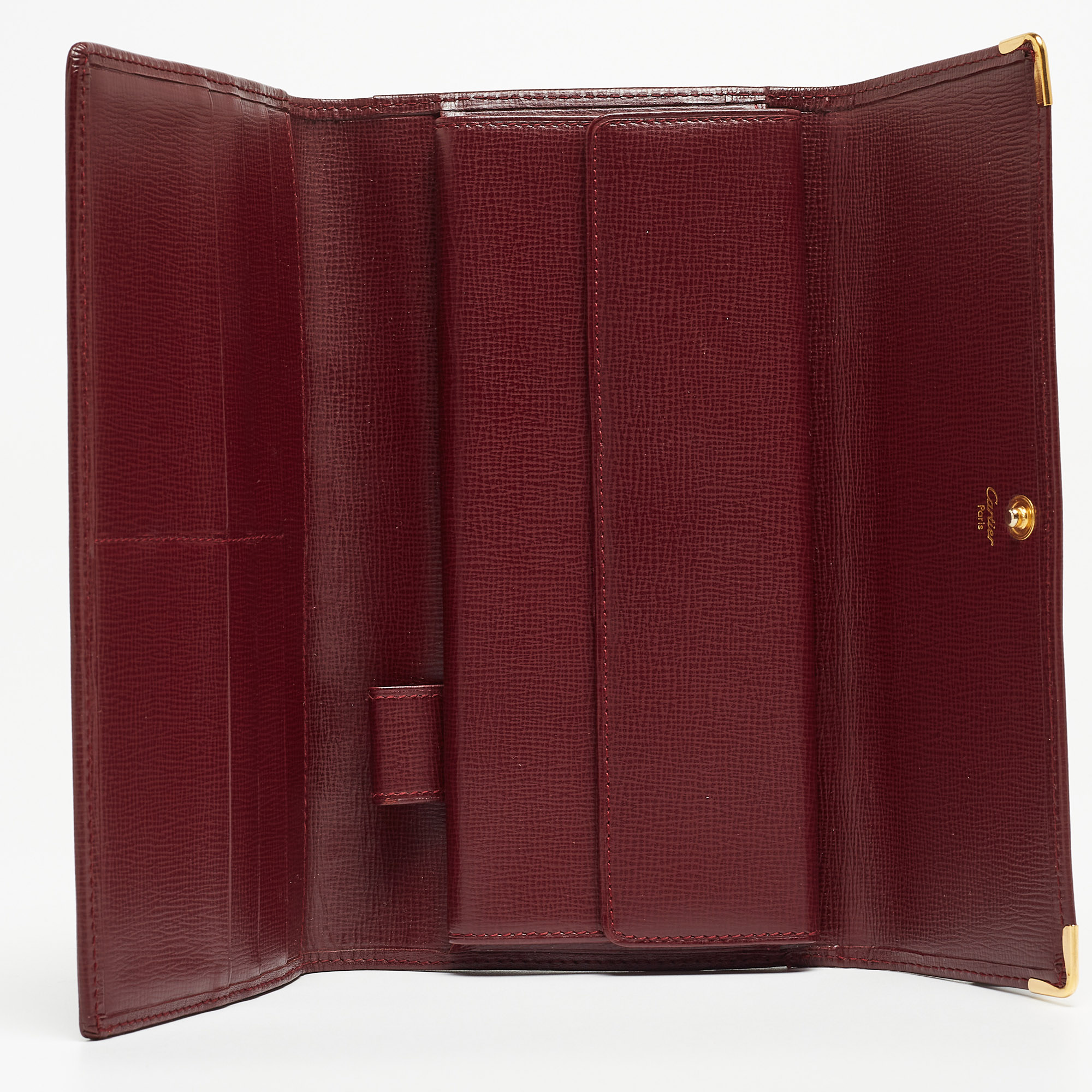 

Cartier Burgundy Leather Must de Cartier Trifold Continental Wallet