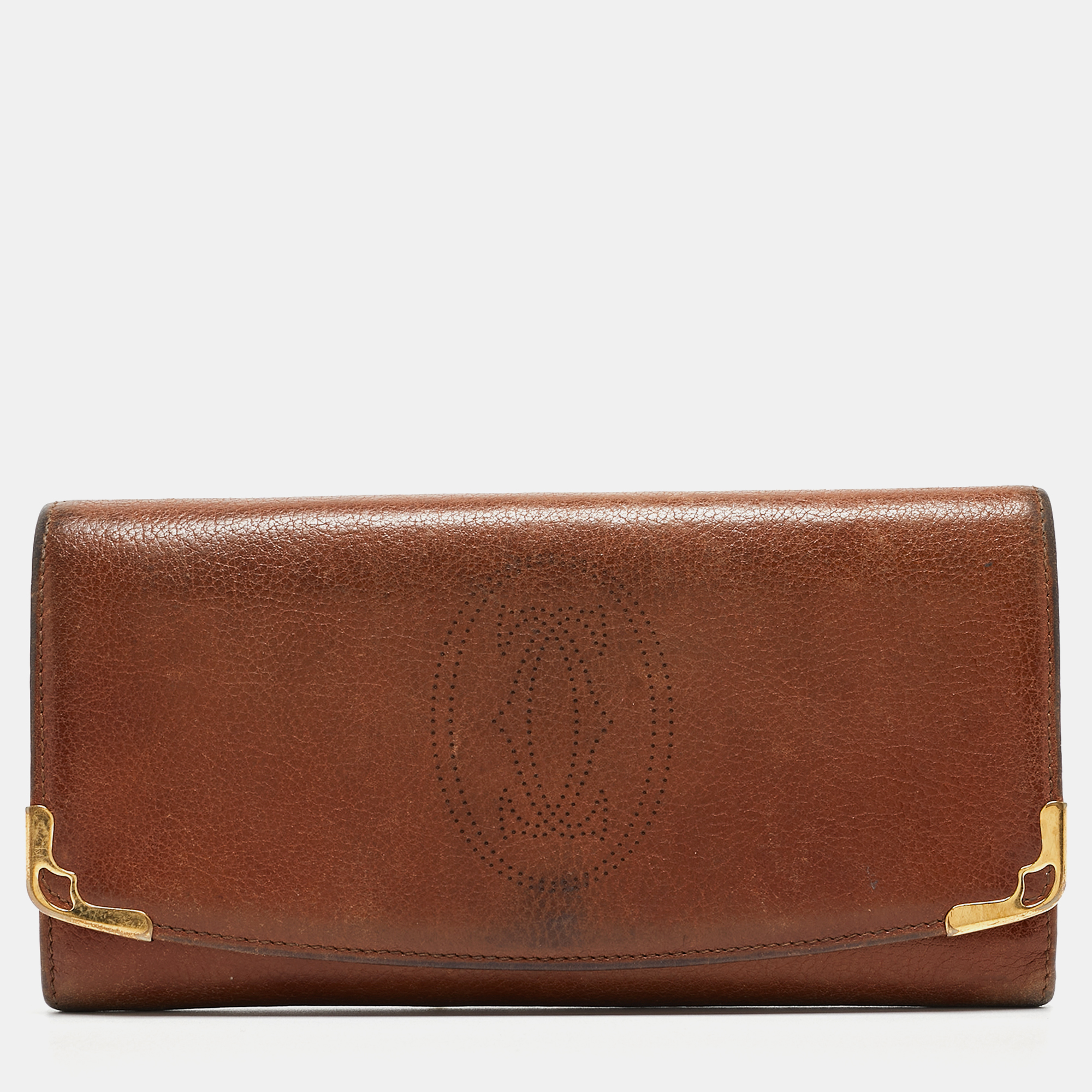 

Cartier Brown Leather Marcello de Cartier Flap Wallet