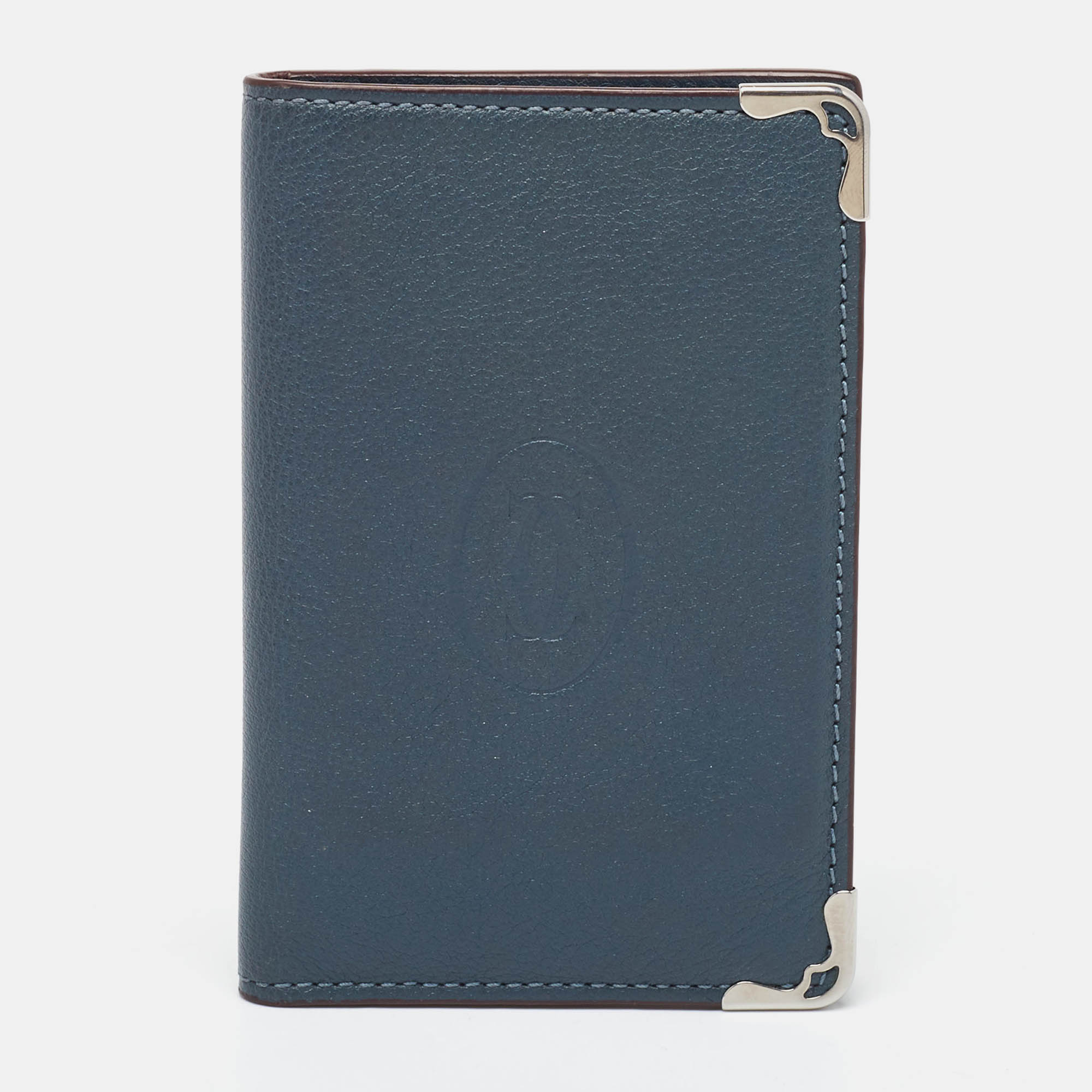 Pre-owned Cartier Bifold Card Case In Blue