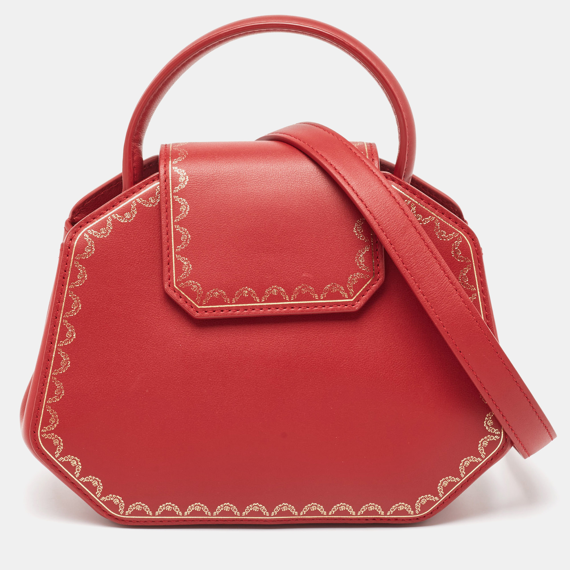 

Cartier Red Leather Mini Guirlande De Cartier Top Handle Bag