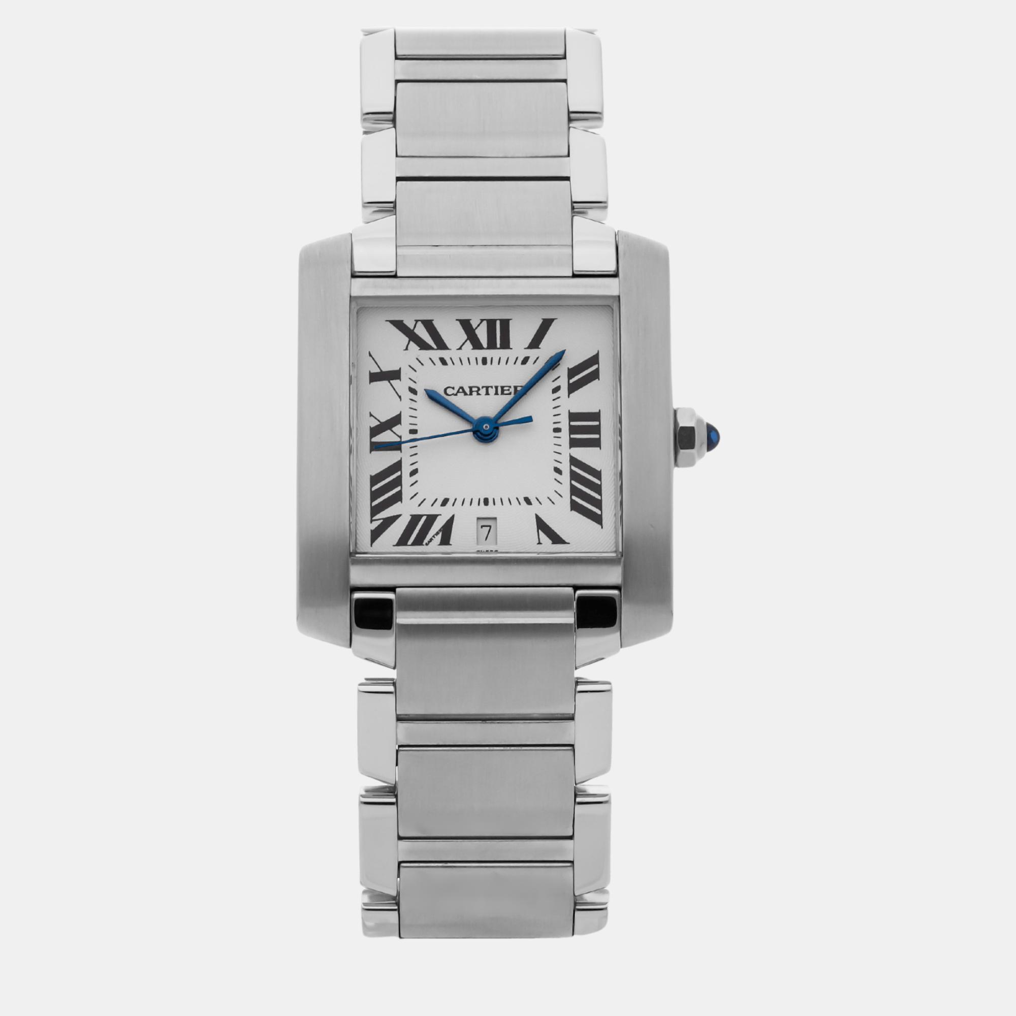 

Cartier Silver Stainless Steel Tank Francaise W51002Q3 Automatic Women's Wristwatch 28 mm