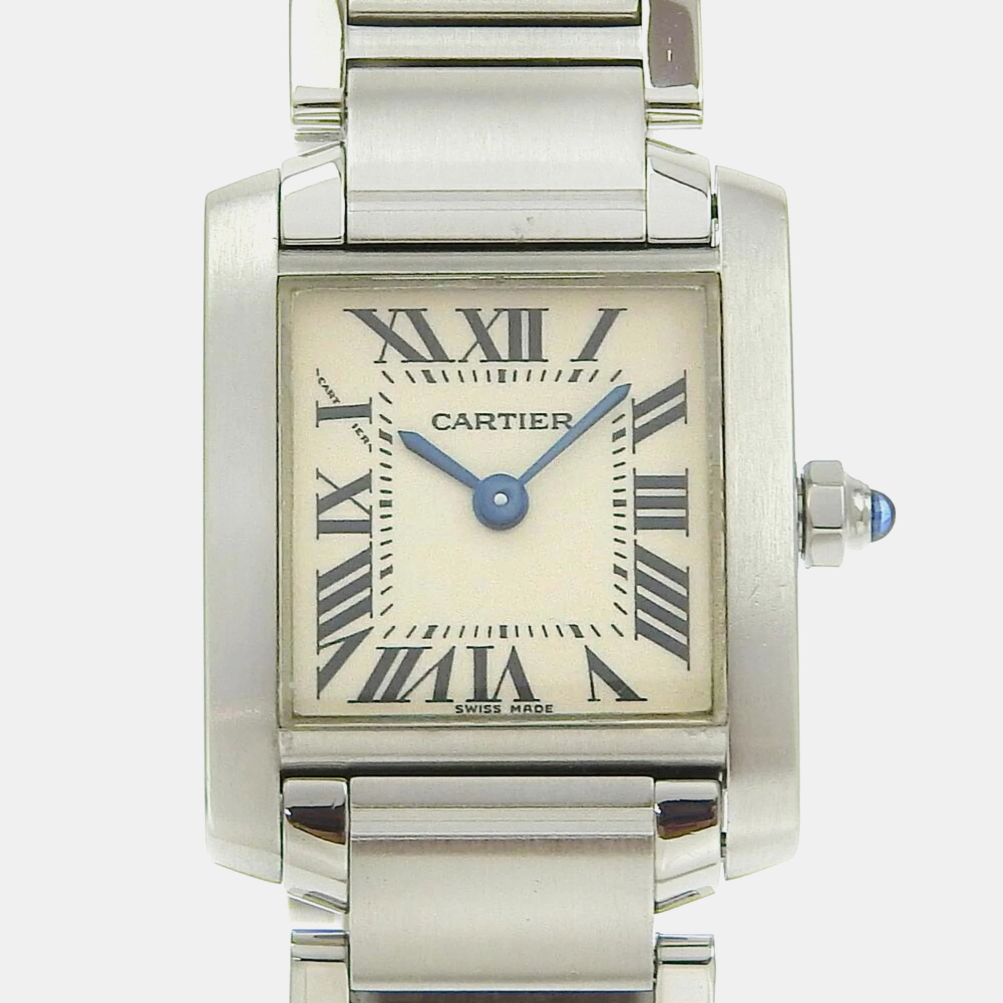

Cartier White Stainless Steel Tank Francaise Quartz Women's Wristwatch 20 mm