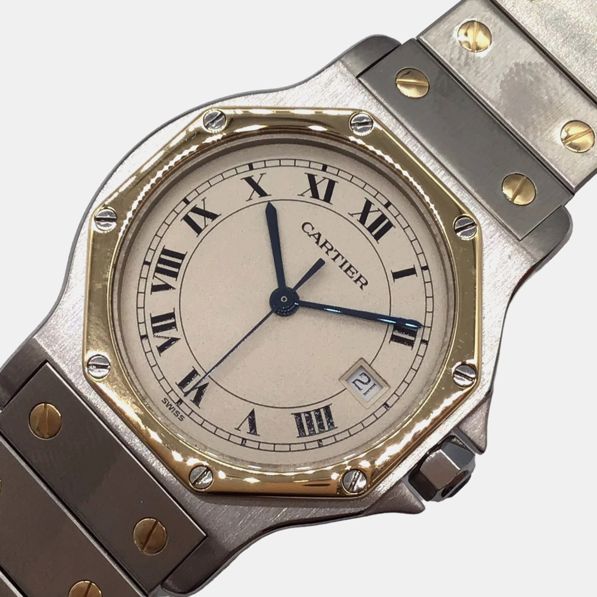 

Cartier Beige 18k Yellow Gold Stainless Steel Santos Octagon Quartz Women's Wristwatch 29 mm