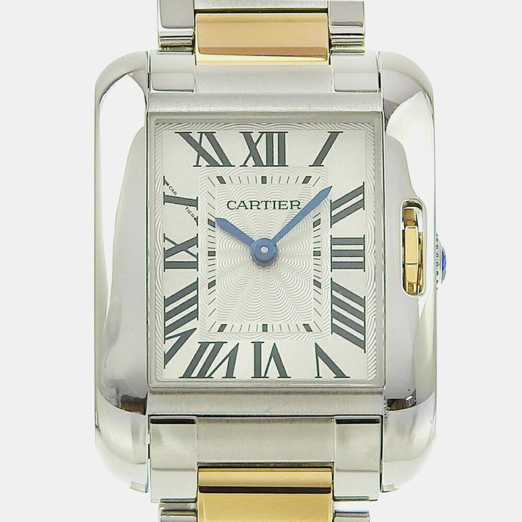 

Cartier Silver 18k Yellow Gold Stainless Steel Tank Anglaise W5310046 Quartz Women's Wristwatch 22 mm