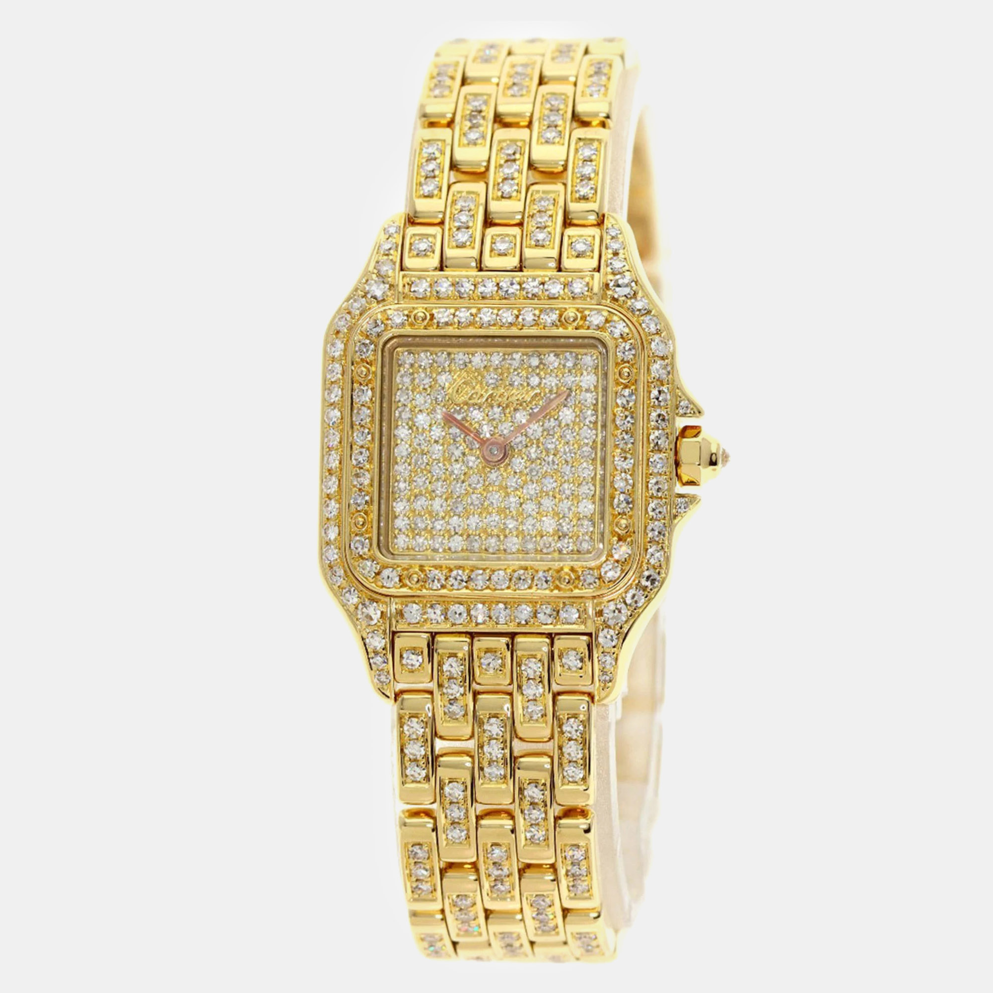 

Cartier Diamond 18k Yellow Gold Panthere WF3072B9 Quartz Women's Wristwatch 22 mm